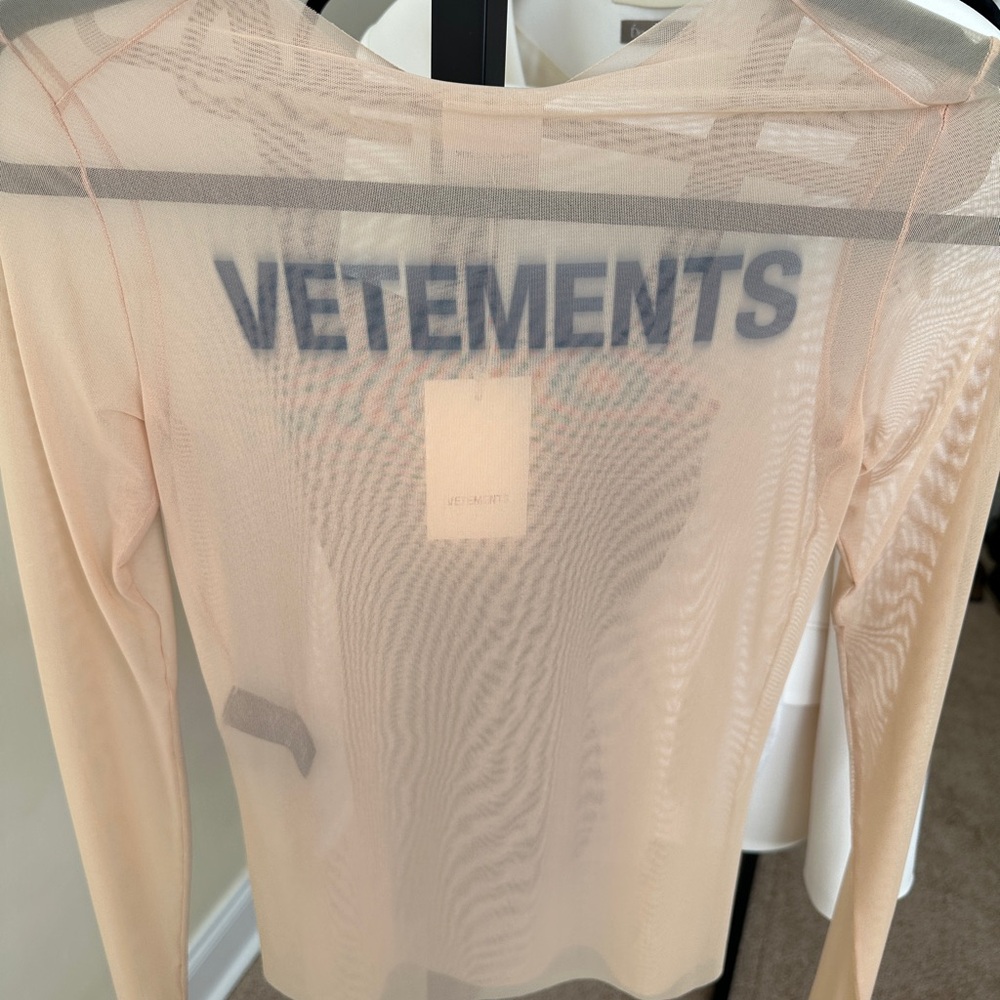 Vetements sheer top with logo on the back